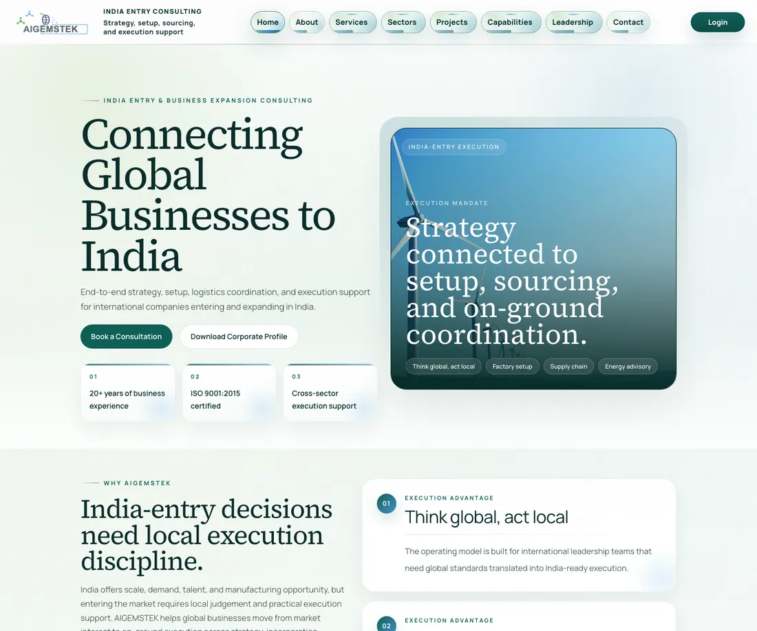 AIGEMSTEK homepage — Connecting Global Businesses to India