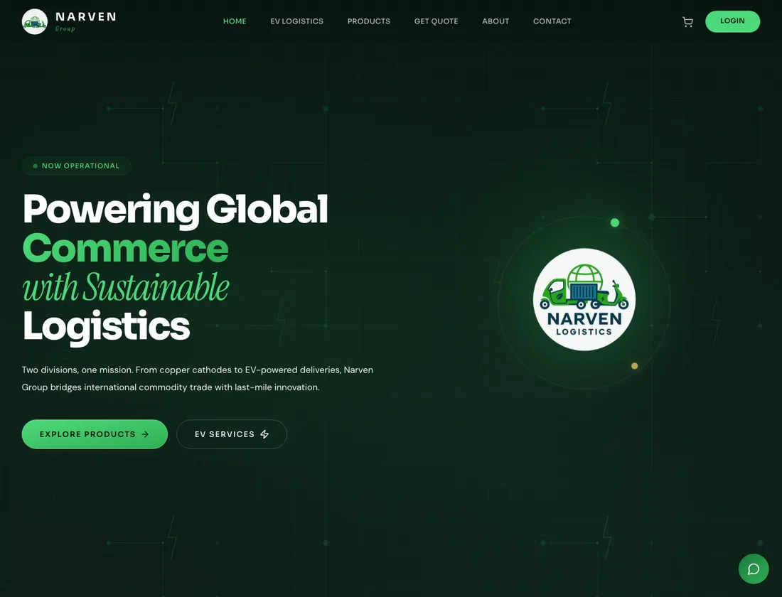 Narven hero — Powering Global Commerce with Sustainable Logistics