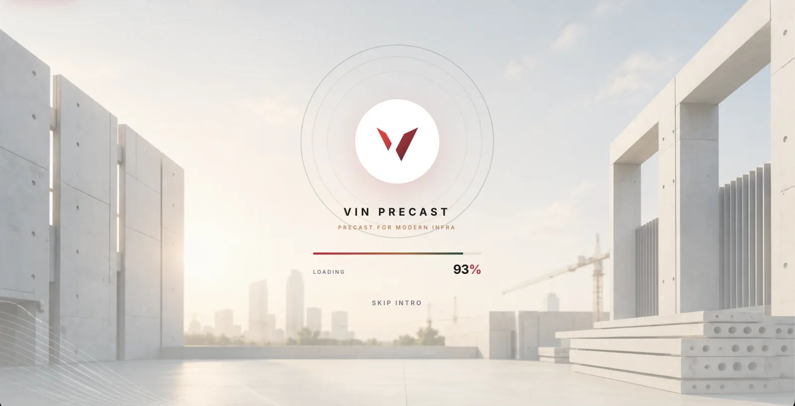 Vin Precast — branded loading screen capture